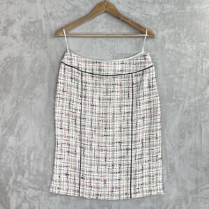 Lafayette 148 Skirt Womens 6 Tweed Crochet Knit Texture Clueless Academia Vented